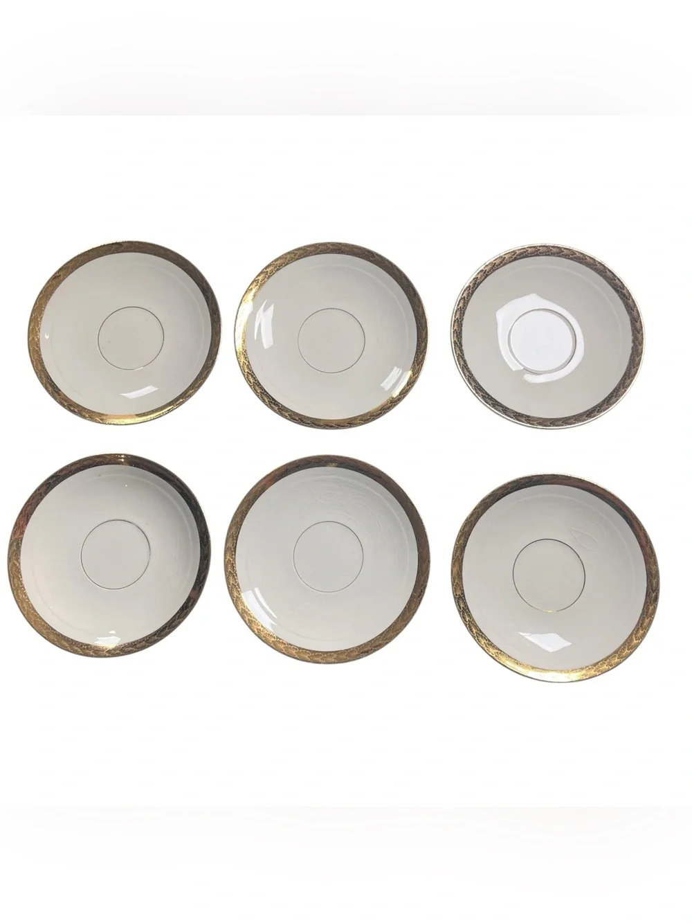 Vtg 30s 6 American Limoges Ivory Ware Saucer Plates 5.5